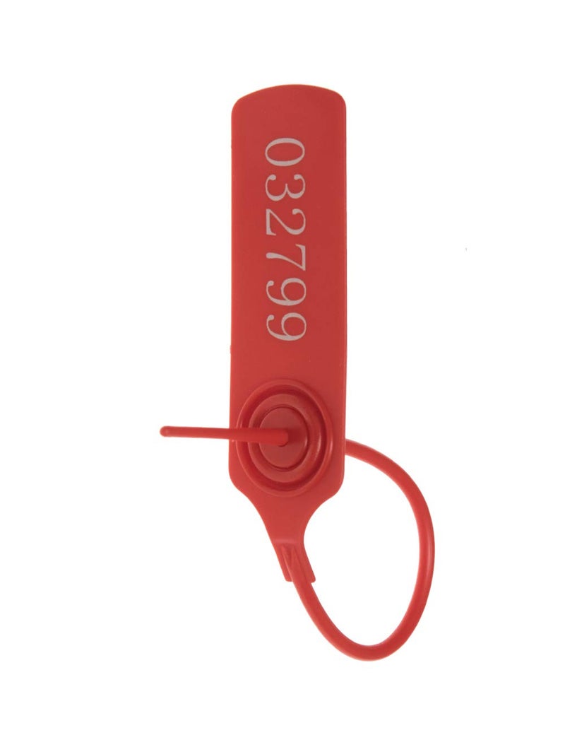 XF-Vel Pull-tite Security Seal Tamper Resistant Tags Plastic Padlock Sign Ties Numbered (Red, 100pcs) - Image 1